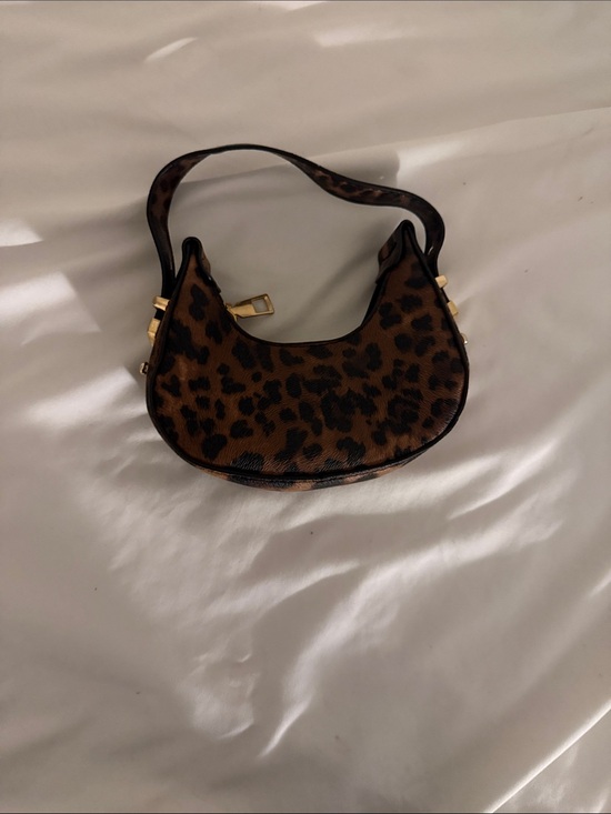 Source Unknown Handbags - Source Unknown Leopard Print Crescent Shoulder Bag - Brown